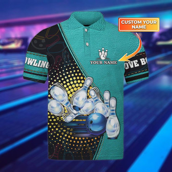 Love Bowling Custom Name Bowling Polo Shirt - Monsterry