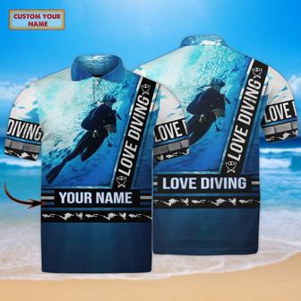 Love Diving Personalized Name Polo Shirt Scuba Diving Shirt - Monsterry CA
