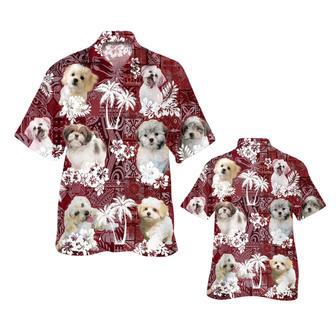 Malshi Hawaiian Shirt, Red Tribal Pattern Hawaiian Shirt For Dog Lovers | Newhawaiianshirts DE