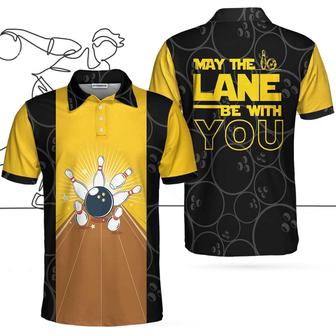 May The Lane Be With You Polo Shirt, Black And Yellow Bowling Ball Pattern Shirt, Funny Sayings Shirt Coolspod - Monsterry UK
