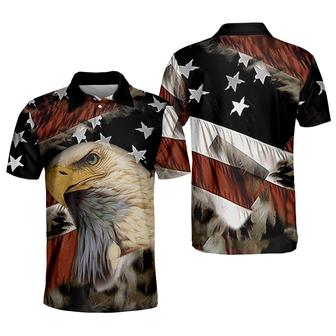 Men's American Flag Eagle Printed Over Polo Shirt - Monsterry AU