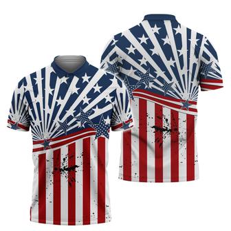 Men's Cycling Polo Shirt American Flag Shirt For Outdoor Cycling - Monsterry AU