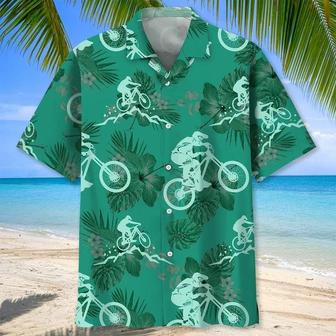 Mountain Bike Kelly Green, Biker Hawaii Aloha Beach Shirts, Mountain Bike Hawaiian Shirts | Newhawaiianshirts CA