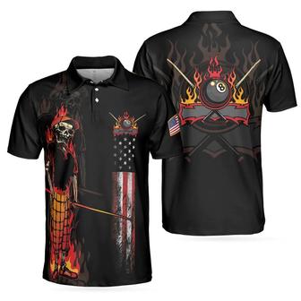 Mr Bones 8 Ball American Flag Billiards Short Sleeve Golf Polo Shirt For Men - Gifts For Golfers Men - Monsterry DE