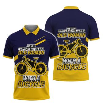 Never Underestimate A Woman Outdoor Cycling Polo Shirt - Monsterry