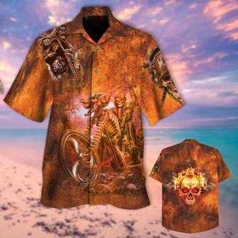 Old Grunge Biker Skull Sublimation On Hawaii Aloha Shirst, Skeleton Hawaiian Shirts | Newhawaiianshirts UK