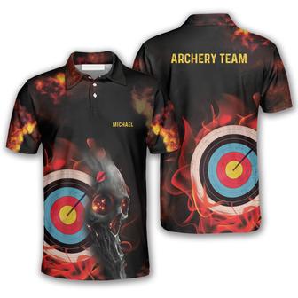 On Fire Red Skull Custom Archery Shirts For Men, Personalized Archery Shirt, Idea Gift For Archer - Monsterry DE