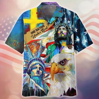 One Nation Under God All Over Printed Hawaiian Shirt For Independence's Day, Patriotic Gift For Him | Newhawaiianshirts DE