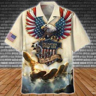 One Nation Under God Hawaiian Shirt, Full Printed Eagle Hawaiian Shirts, In God We Trust Hawaiian Shirt | Newhawaiianshirts UK