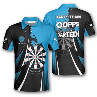 Oopps I Darted Custom Darts Shirts For Men, Black And Blue Dart Polo Shirt - Monsterry DE