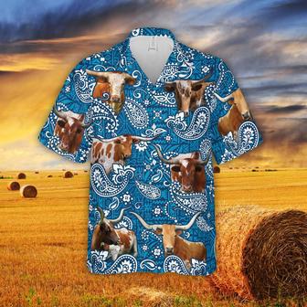 Paisley Pattern Tx Longhorn Full Printed On Hawaiian Shirt Men Women | Newhawaiianshirts CA