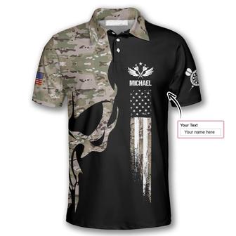 Personalized All Over Print Darts Skull Army Flag Custom Polo Shirts For Men - Monsterry CA