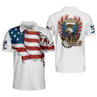 Personalized America Love It Or Leave It Eagle Us Flag Polo Shirt, Idea Gift For Men Dad Grandpa - Monsterry DE
