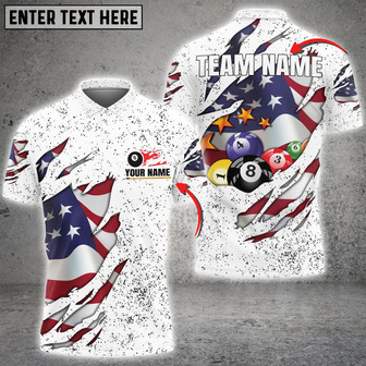 Personalized Billiards Usa Flag Player Shirt, Grunge Billiard Flag Polo Shirt, Idea Gift For Billiard Player - Monsterry