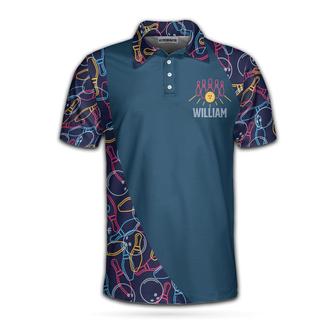 Personalized Bowling Ball Neon Pattern Custom Polo Shirt, Blue Bowling Polo Shirt For Male Bowlers Coolspod - Monsterry CA