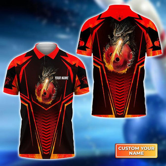 Personalized Bowling Dragon Fire Flame Name All Over Printed Shirt - Monsterry