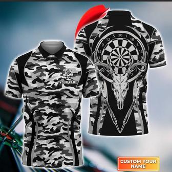 Personalized Camo Pattern Dart Polo Shirt, Gift For Dad Lover, Team Dart Shirt - Monsterry UK