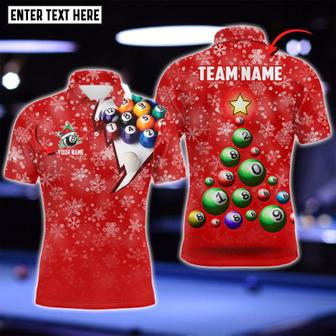 Personalized Christmas Tree Billiard Balls Polo Shirt, Pine Tree Ball Billiard Shirt, Gift For Men Women - Monsterry AU