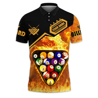 Personalized Cue Ball Fire Polo Shirt, Perfect Shirt For Billiards Player, Team - Monsterry