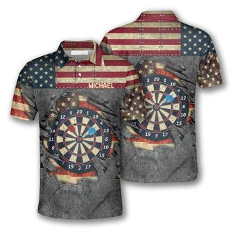 Personalized Custom Name Darts Retro American Flag Custom Polo Shirts For Men - Monsterry AU