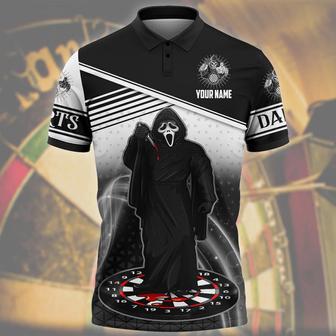 Personalized Dart Horror Polo Shirt, Custom Name Unisex Shirt For Dart Player, Dart Team - Monsterry