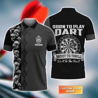 Personalized Dart To The Heart All Over Print Polo Shirt For Man, Born To Play Dart - Monsterry DE