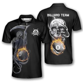 Personalized Grim Reaper Custom Billiard Polo Shirts For Men, Skull Shirt, Billiard Shirt - Monsterry CA