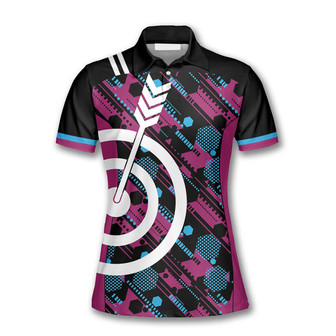 Personalized Hexagon Pattern Custom Archery Shirts For Women, Gift For Archer, Archery Polo Shirt - Monsterry