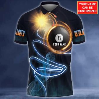 Personalized Name Ball Smoke And Sun Flow Billiard Polo Shirt, Custom In Ball Billiard Shirt For Pool Player - Monsterry AU