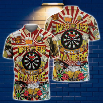 Personalized Name Dart And Beer That Why I'm Here Polo Shirt, Drink Beer Play Dart Shirt - Monsterry