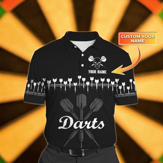 Personalized Name Dart Polo Shirt, Dart Heart Beat Black And White, Uniform Team Dart - Monsterry
