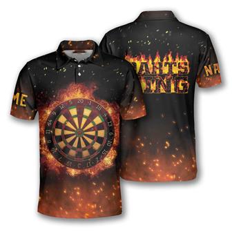Personalized Name Darts King Fire Polo Shirt, Cool Dart Sport Shirt, Shirt For Man - Monsterry DE