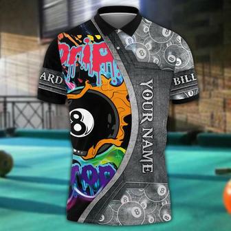 Personalized Name Drip And Drop Ball Billiard Unisex Shirt, Full Printed Billiard Polo Shirt - Monsterry