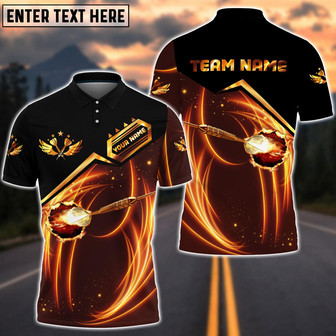 Personalized Name Team Dart Fire Polo Shirt, Perfect Gift For Dart Player, Gift For Team - Monsterry