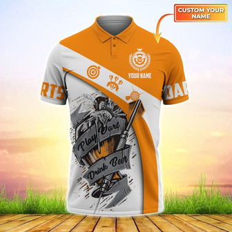 Personalized Polo Shirt Play Darts Drink Beer Custom Name Polo Shirt - Monsterry