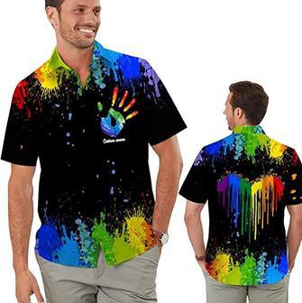 Personalized Rainbow Paint Color Lgbt Men Aloha Hawaiian Gay Lesbian Bisexual Transgender Shirt For Lgbtq In Pride Month | Newhawaiianshirts DE