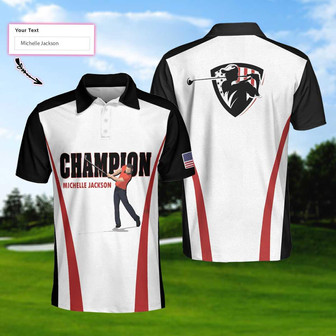 Personalized Red And White American Flag Custom Polo Shirt, Champion Golfer Polo Shirt, Best Golf Shirt For Men Coolspod - Monsterry