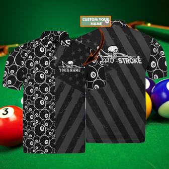 Personalized Skull Playing Billiard Stroke Funny Polo Shirt, Custom Name Shirt For Billiards - Monsterry