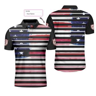 Personalized Vintage American Flag Polo Shirt, Horizontal Stripe Wet Paint Us Flag Polo Shirt, Golf Shirt For Men Coolspod - Monsterry CA