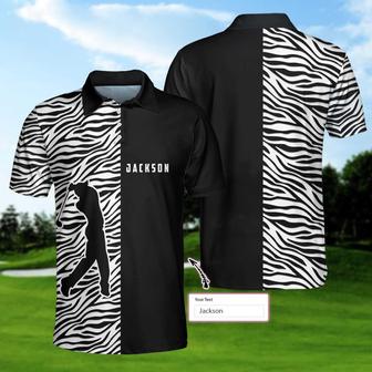 Personalized Zebra Pattern Golf Custom Polo Shirt, Cool Black And White Zebra Golf Shirt For Men Coolspod - Monsterry