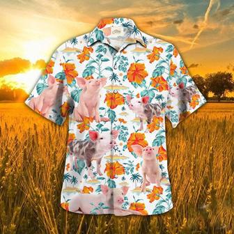 Pig Bright Hibiscus Flower Hawaiian Shirts, Pig Floral Hawaiian Shirt, Summer Gift For Pig Lovers | Newhawaiianshirts UK