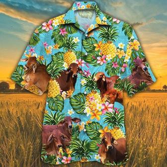 Pineapple Hawaiian Theme For Red Brahman Cattle Lovers All Printed Hawaiian Shirt | Newhawaiianshirts UK