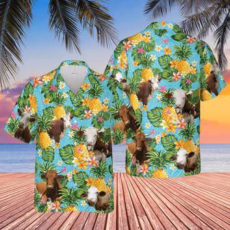 Pineapple Hawaiian Theme For Simmental Cattle Lovers All Printed Hawaiian Shirt | Newhawaiianshirts UK