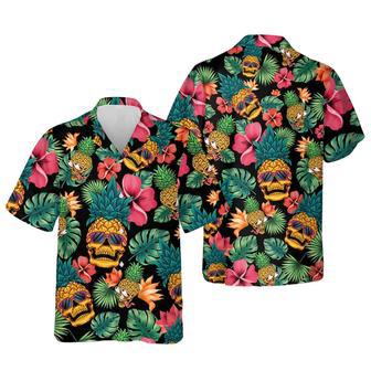 Pineapple Skull Hawaiian Shirt, Tropical Skull Beach Short Sleeve Shirts For Men, Cool Hawaiian Shirt For Him | Newhawaiianshirts UK