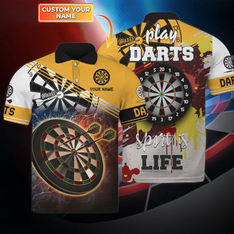 Play Darts Shirt Custom Name Polo Shirt - Monsterry