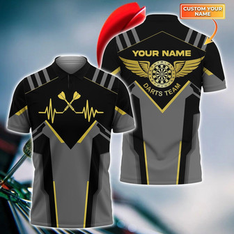 Polo Shirt Darts Heart Pulse Line Custom Name Darts Polo Shirt - Monsterry
