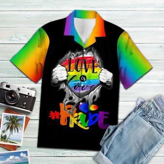 Pride Lgbt Rainbow Hawaiian Shirt, Love Is Love, Gift For Pride Month | Newhawaiianshirts CA