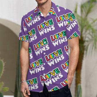 Pride Lgbtq Love Wins Rainbow Purple Hawaiian Vintage Shirt Mens Button Down Plus Size Tropical Hawaii Beach Shirts | Newhawaiianshirts DE