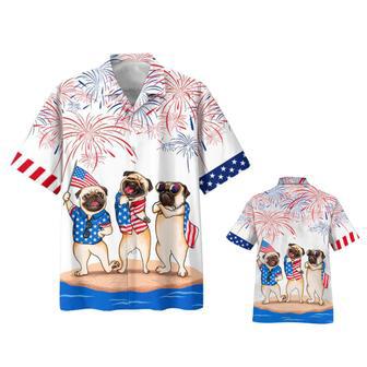 Pug Hawaiian Shirts - Independence Day Is Coming, Happy Of July American Pug Hawaii Shirt, Aloha Dog Shirt | Newhawaiianshirts