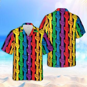 Rainbow Color Lgbt Gay Pride Hand Pattern Unisex Hawaiian Shirts | Newhawaiianshirts AU